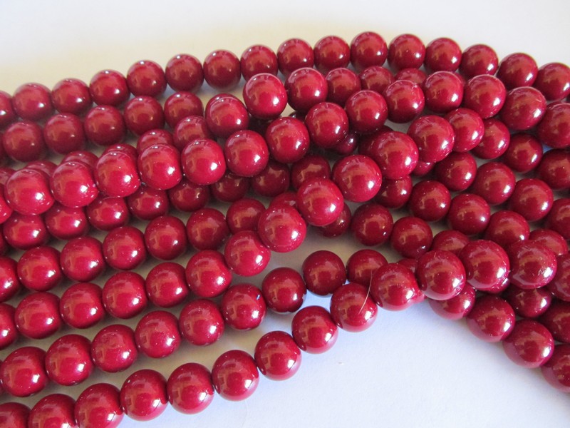 (image for) Red Glass Round Pearls #1677